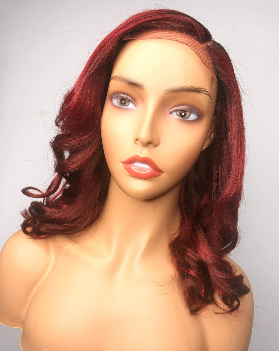 Raging Red Loose Curled Lace Closure Wig 14