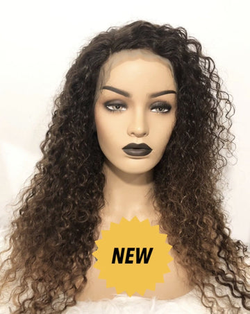 Indian Curly Lace Front Wig with Honey Blonde Ombre' - HAIRwegoNOW